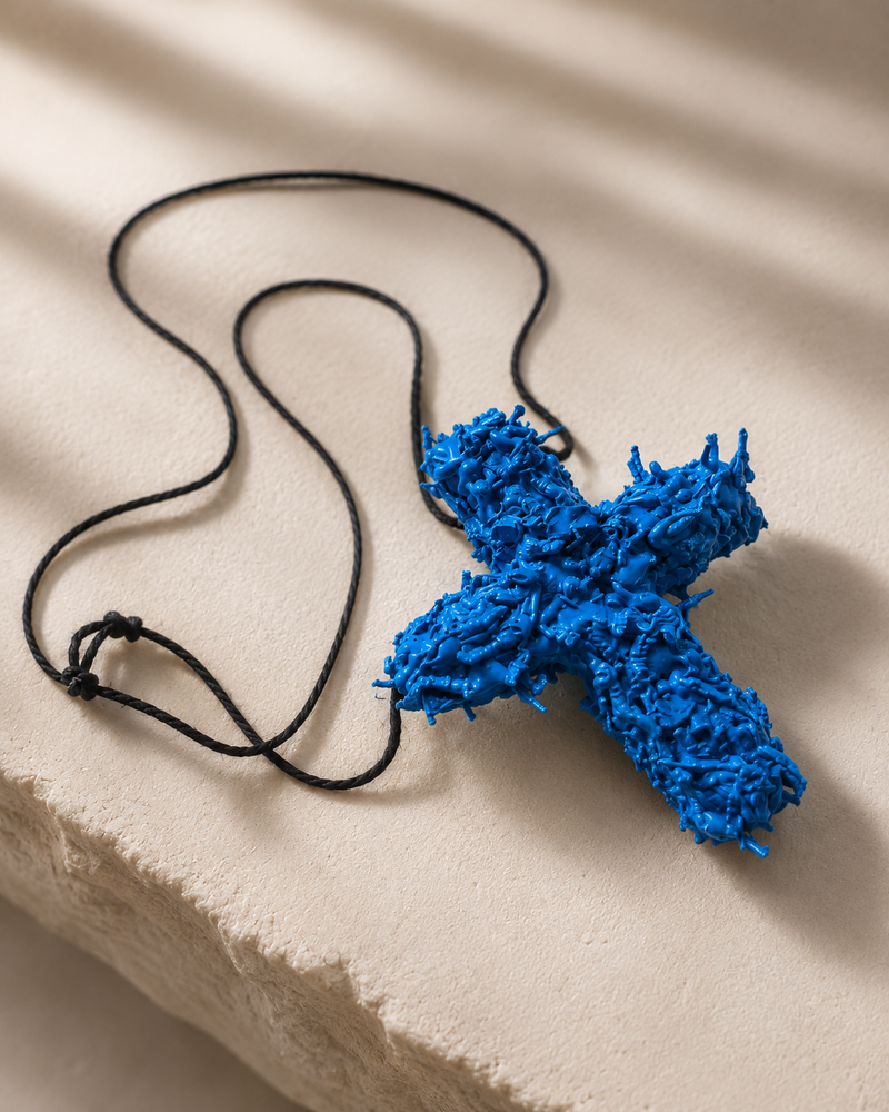NECKLACE BLUE CROSS (HANDMADE) 1/1