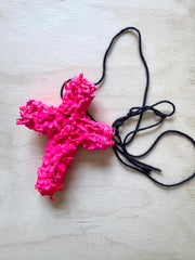 NECKLACE PINK CROSS (HANDMADE)