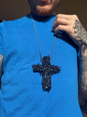 NECKLACE OBSIDIAN CROSS