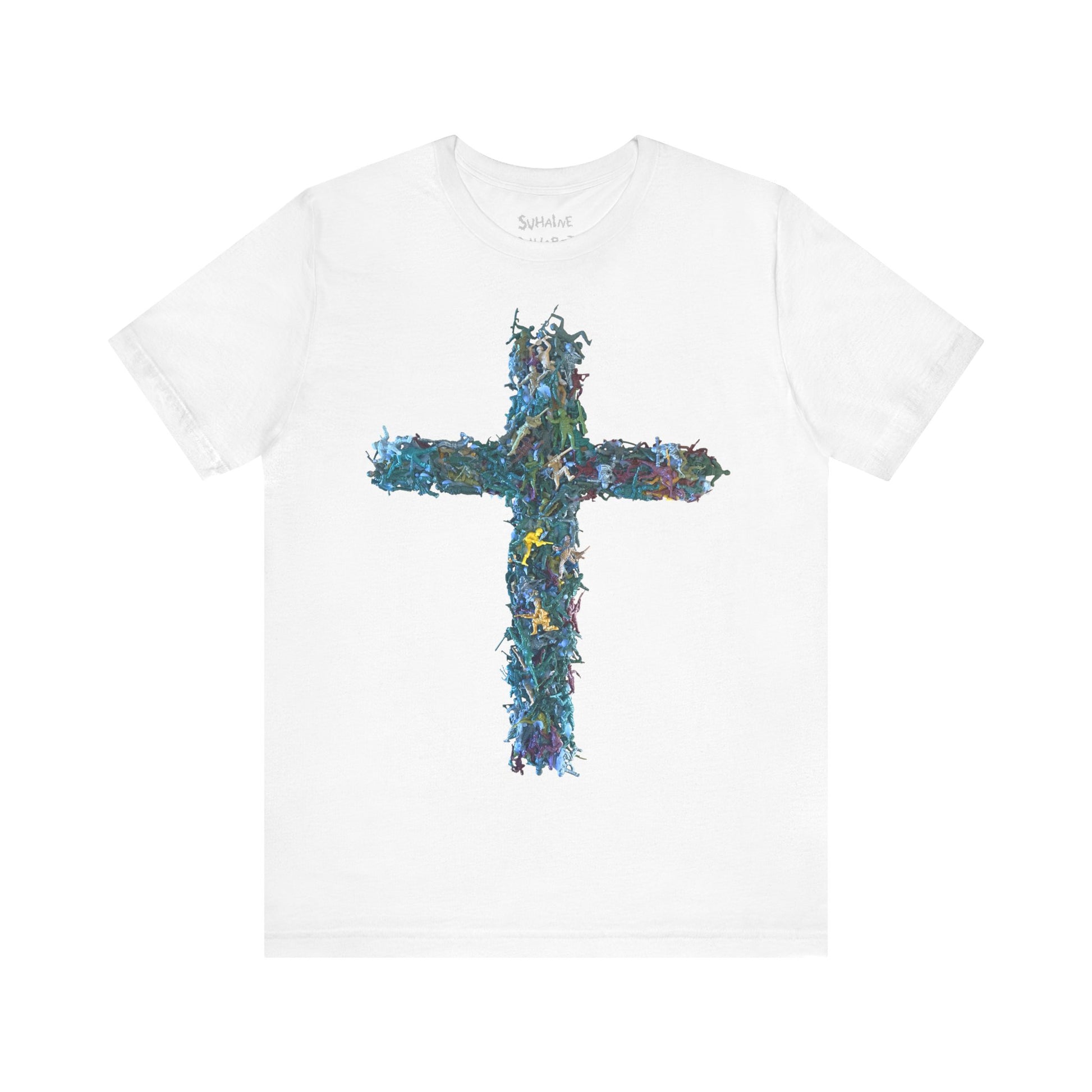 T-shirt unisexe Cross Tee avec croix composee de petits soldats multicolores